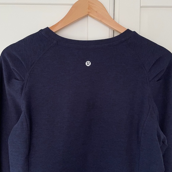 Lululemon Extra Mile Long Sleeve Heathered Hero Blue / Black, Size 10 - Picture 8 of 9